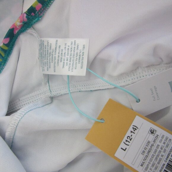 Kona Sol One Piece Swimsuit Ruffle Shoulder Green Floral Size Large NWT - Picture 5 of 7